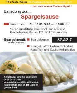 Alljährliche Spargelsause am 10.05.2015 um 13:00 Uhr