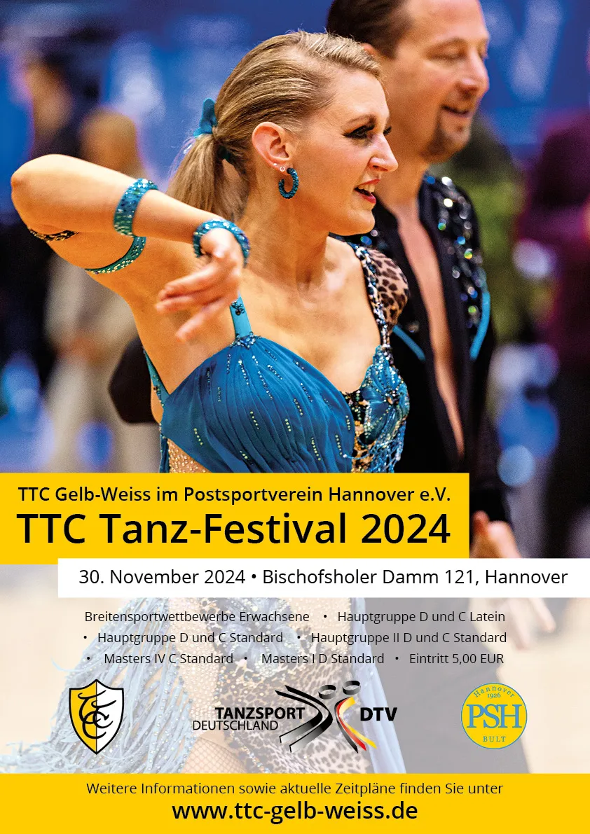 TANZTURNIER: kleines TTC TANZ-FESTIVAL 2024 AM 30.11.2024 - Startzeiten aktualisiert